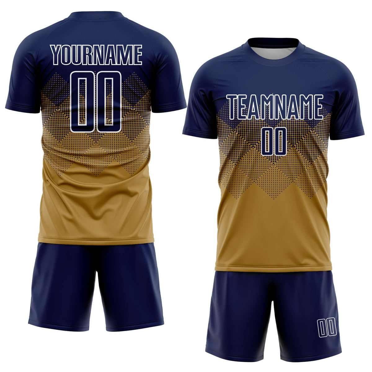 Custom Old Gold Navy-White Sublimation Soccer Uniform Jersey Limited