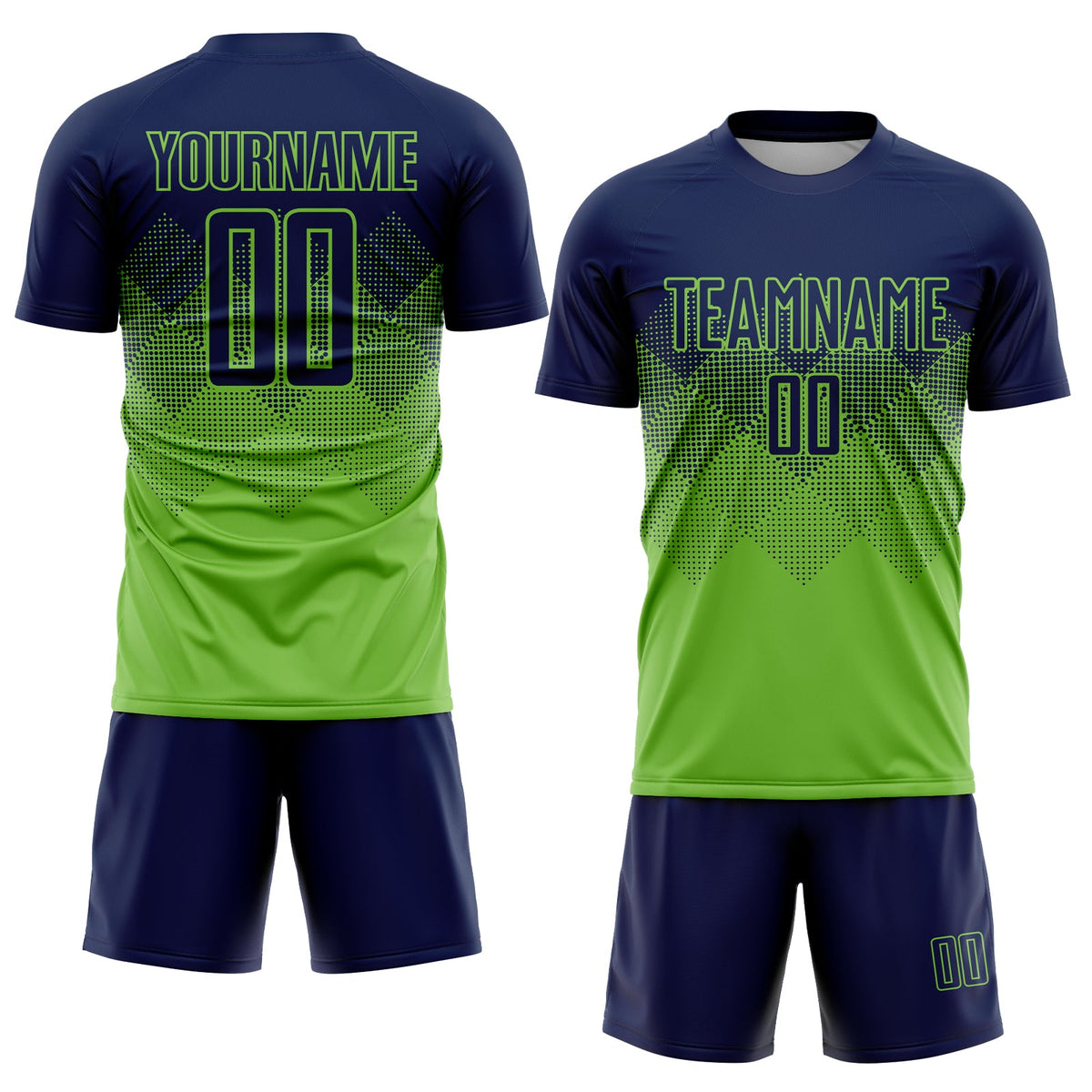 Custom Neon Green Navy Sublimation Soccer Uniform Jersey Limited