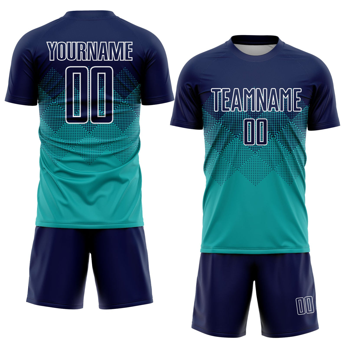 Custom Aqua Navy-White Sublimation Soccer Uniform Jersey Limited
