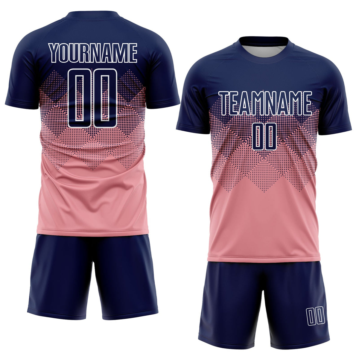 Custom Medium Pink Navy-White Sublimation Soccer Uniform Jersey Limited