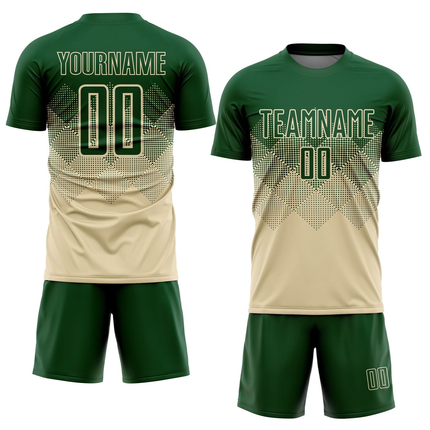Custom Cream Green Sublimation Soccer Uniform Jersey Limited