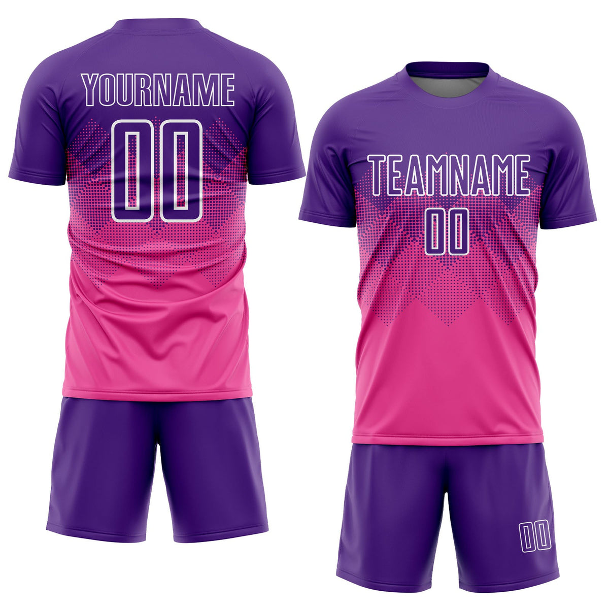 Custom Pink Purple-White Sublimation Soccer Uniform Jersey Limited