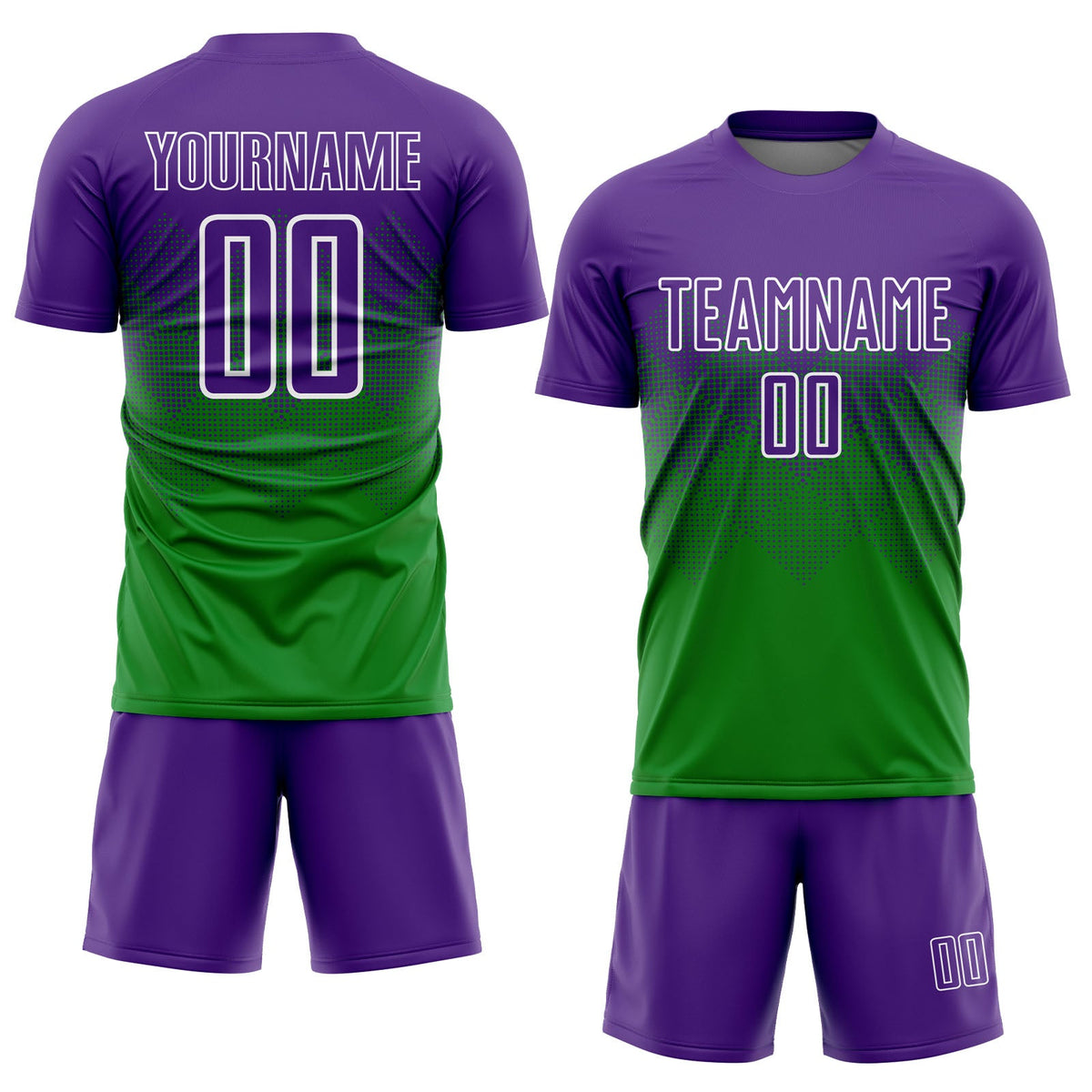 Custom Grass Green Purple-White Sublimation Soccer Uniform Jersey Limited