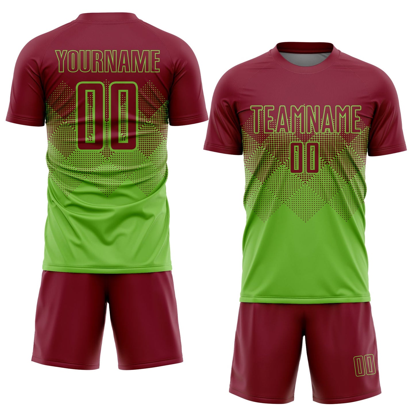Custom Neon Green Crimson Sublimation Soccer Uniform Jersey Limited