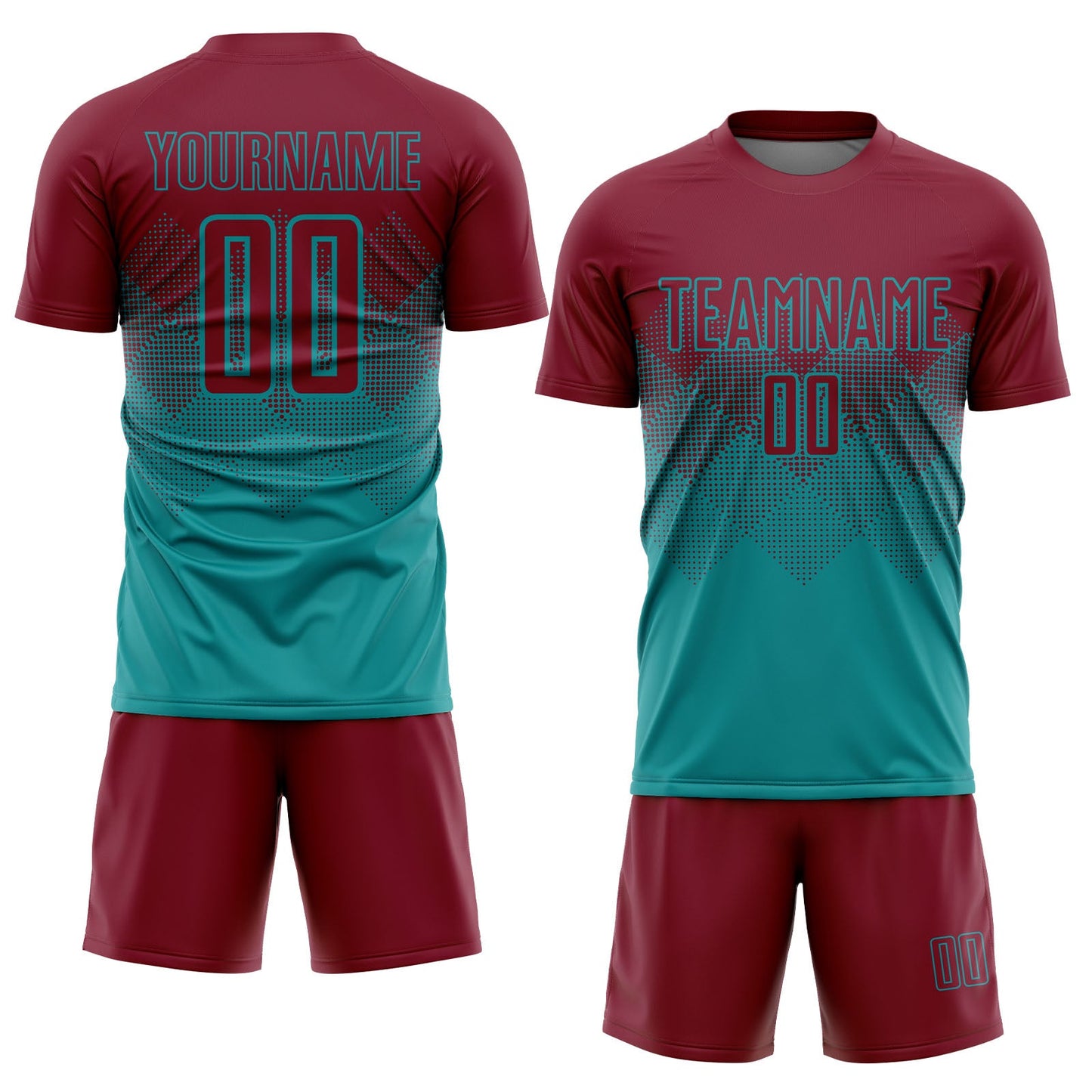 Custom Teal Crimson Sublimation Soccer Uniform Jersey Limited