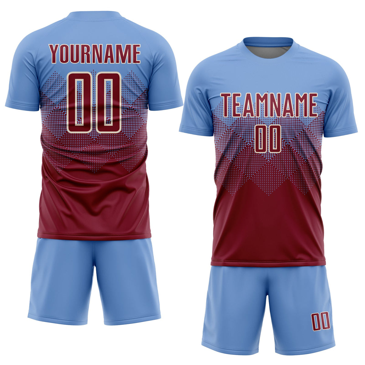 Custom Light Blue Crimson-Cream Sublimation Soccer Uniform Jersey Limited