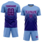 Custom Light Blue Dark Purple-Pink Sublimation Soccer Uniform Jersey Limited