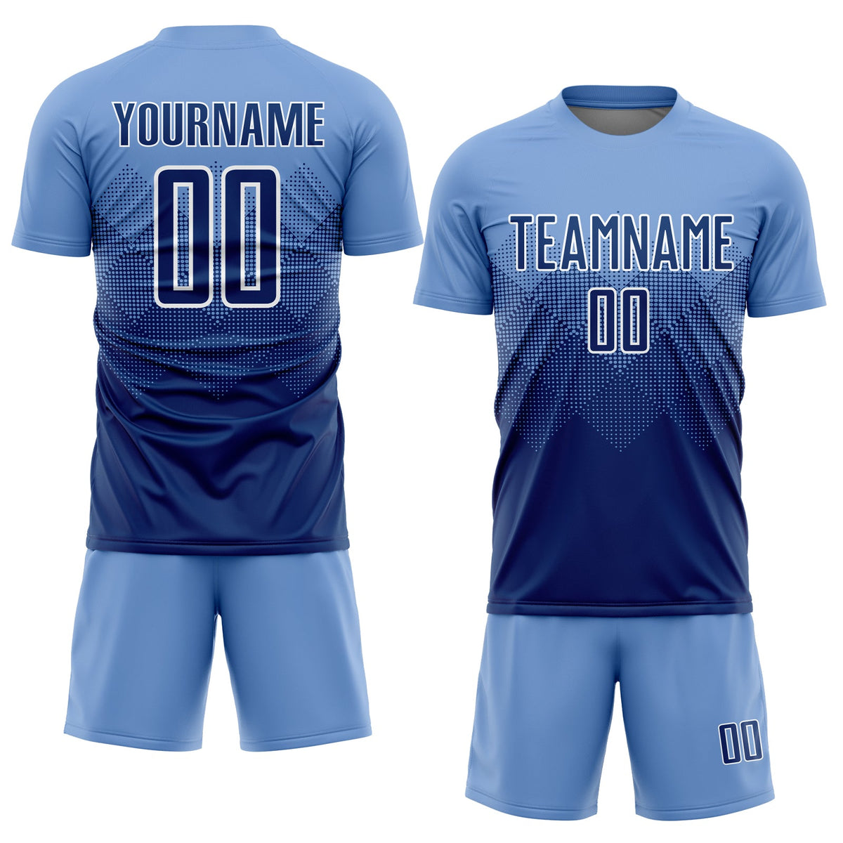 Custom Light Blue Navy-White Sublimation Soccer Uniform Jersey Limited