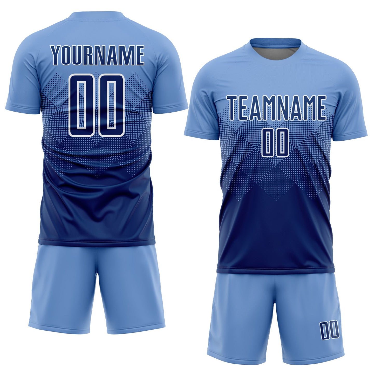 Custom Light Blue Navy-White Sublimation Soccer Uniform Jersey Limited