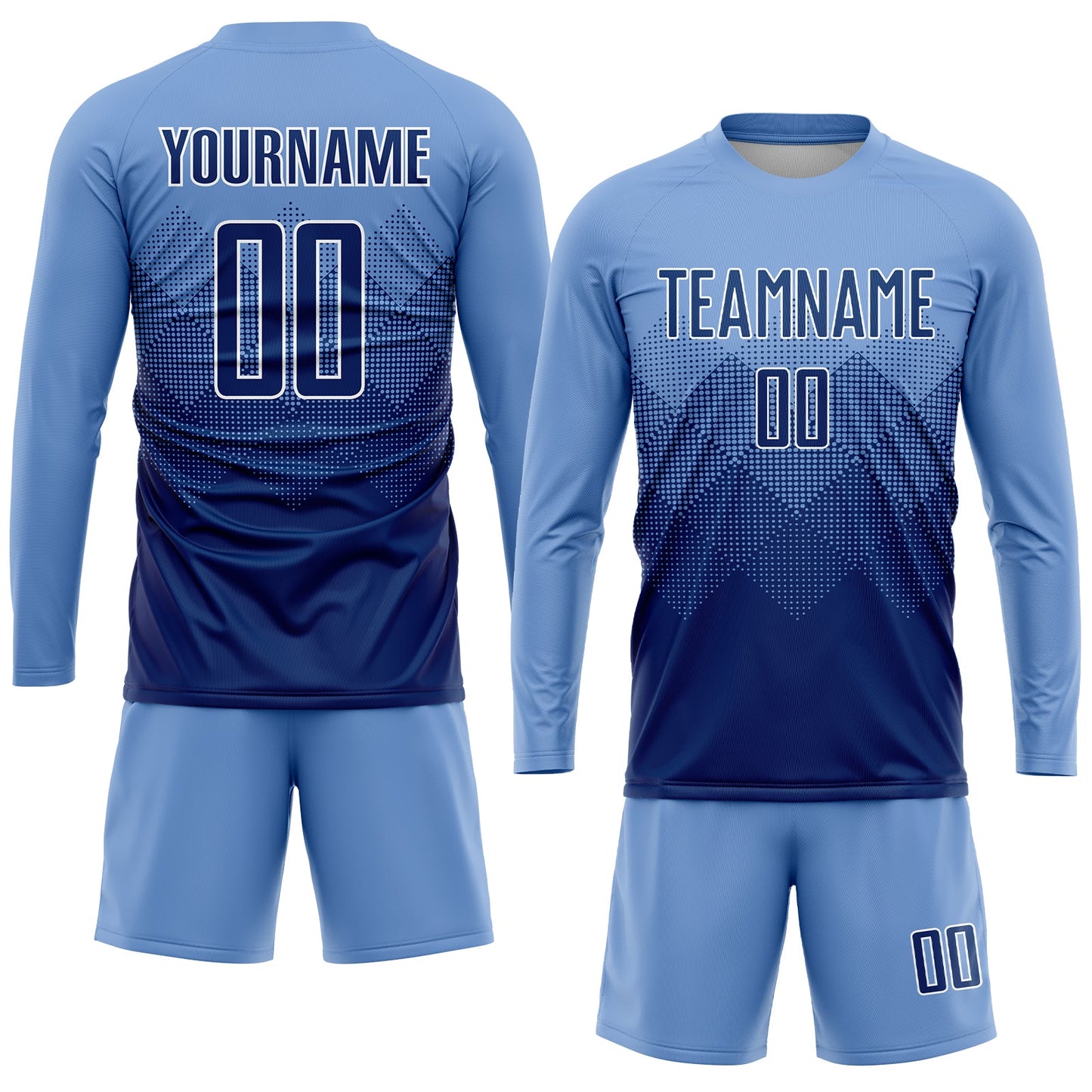 Custom Light Blue Navy-White Sublimation Soccer Uniform Jersey Limited