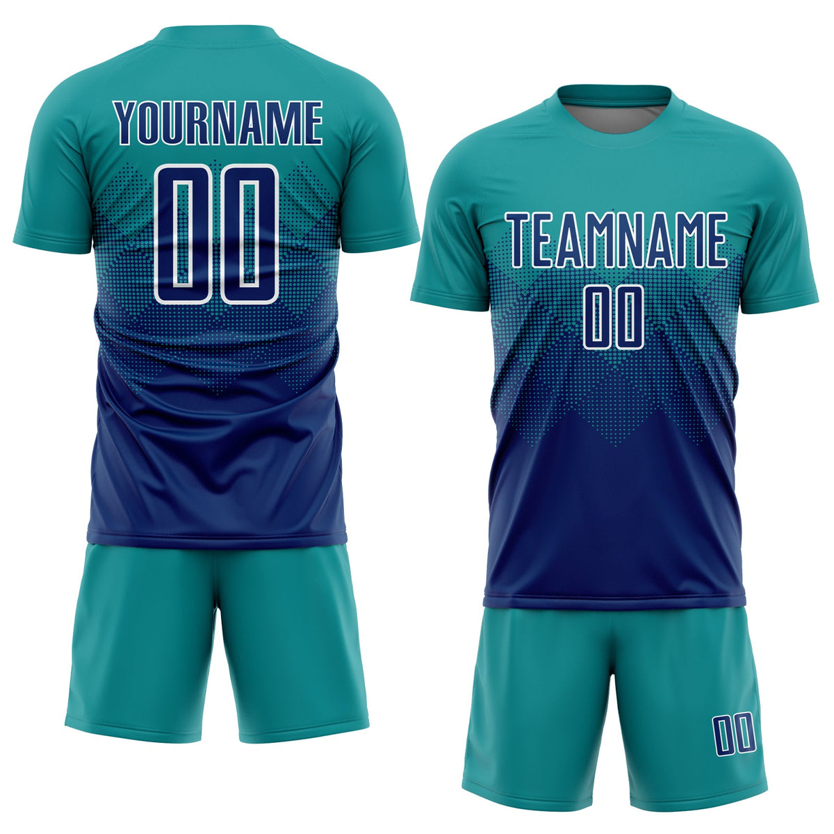 Custom Teal US Navy Blue-White Sublimation Soccer Uniform Jersey Limited