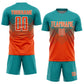 Custom Teal Orange-White Sublimation Soccer Uniform Jersey Limited