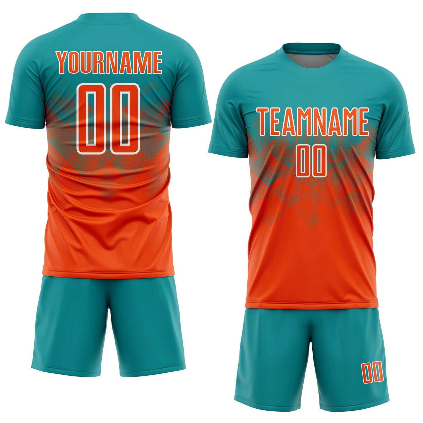 Custom Teal Orange-White Sublimation Soccer Uniform Jersey Limited