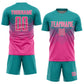 Custom Teal Pink-Cream Sublimation Soccer Uniform Jersey Limited