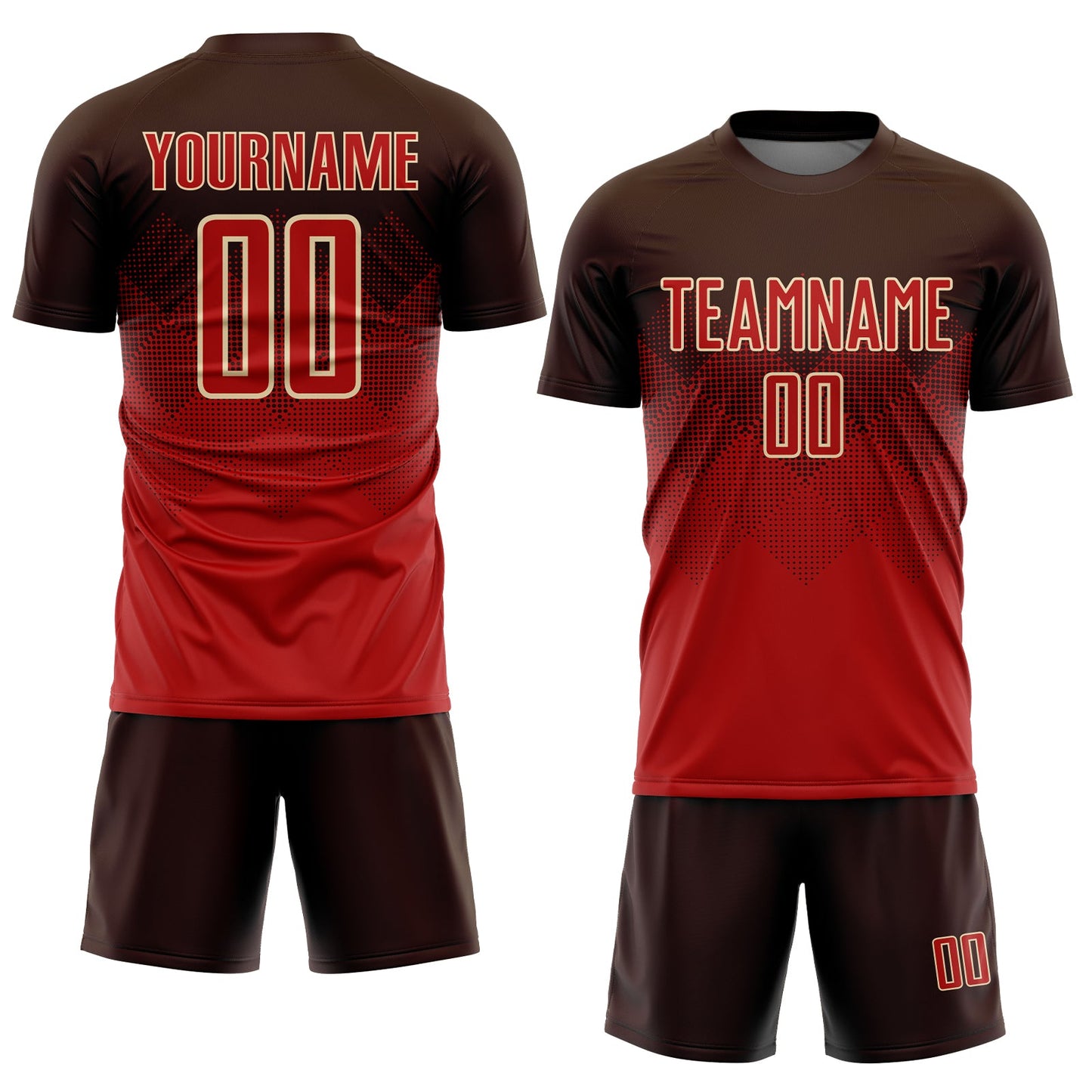 Custom Brown Red-Cream Sublimation Soccer Uniform Jersey Limited