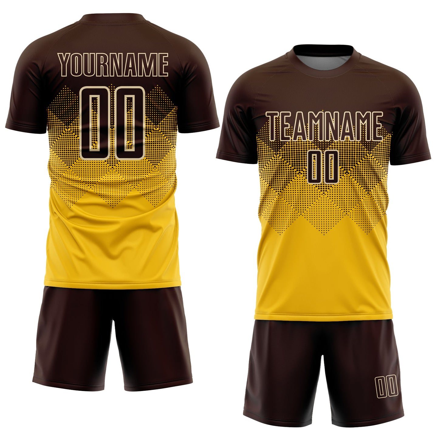 Custom Gold Brown-Cream Sublimation Soccer Uniform Jersey Limited