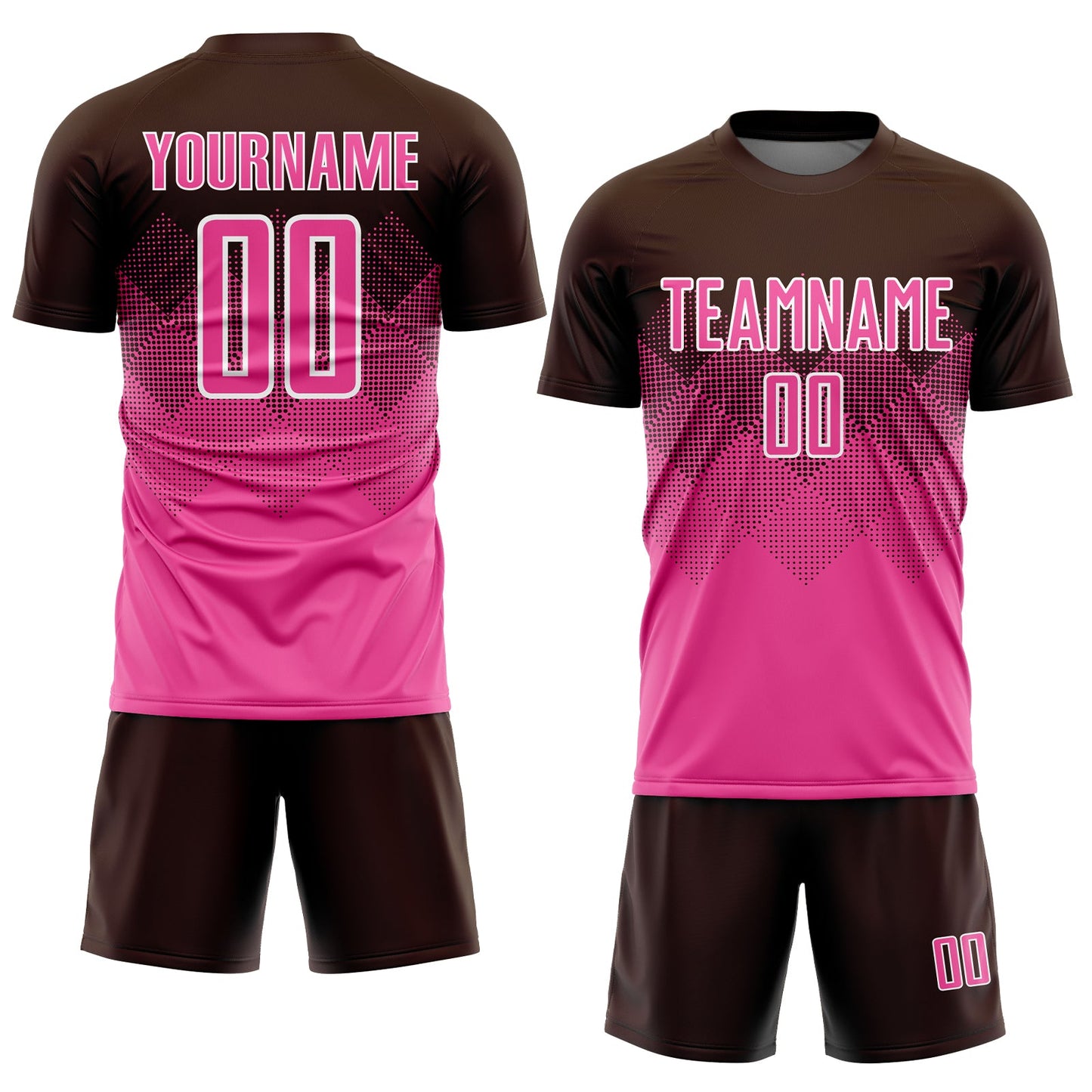 Custom Brown Pink-White Sublimation Soccer Uniform Jersey Limited