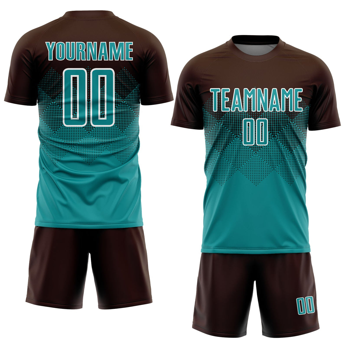 Custom Brown Teal-White Sublimation Soccer Uniform Jersey Limited