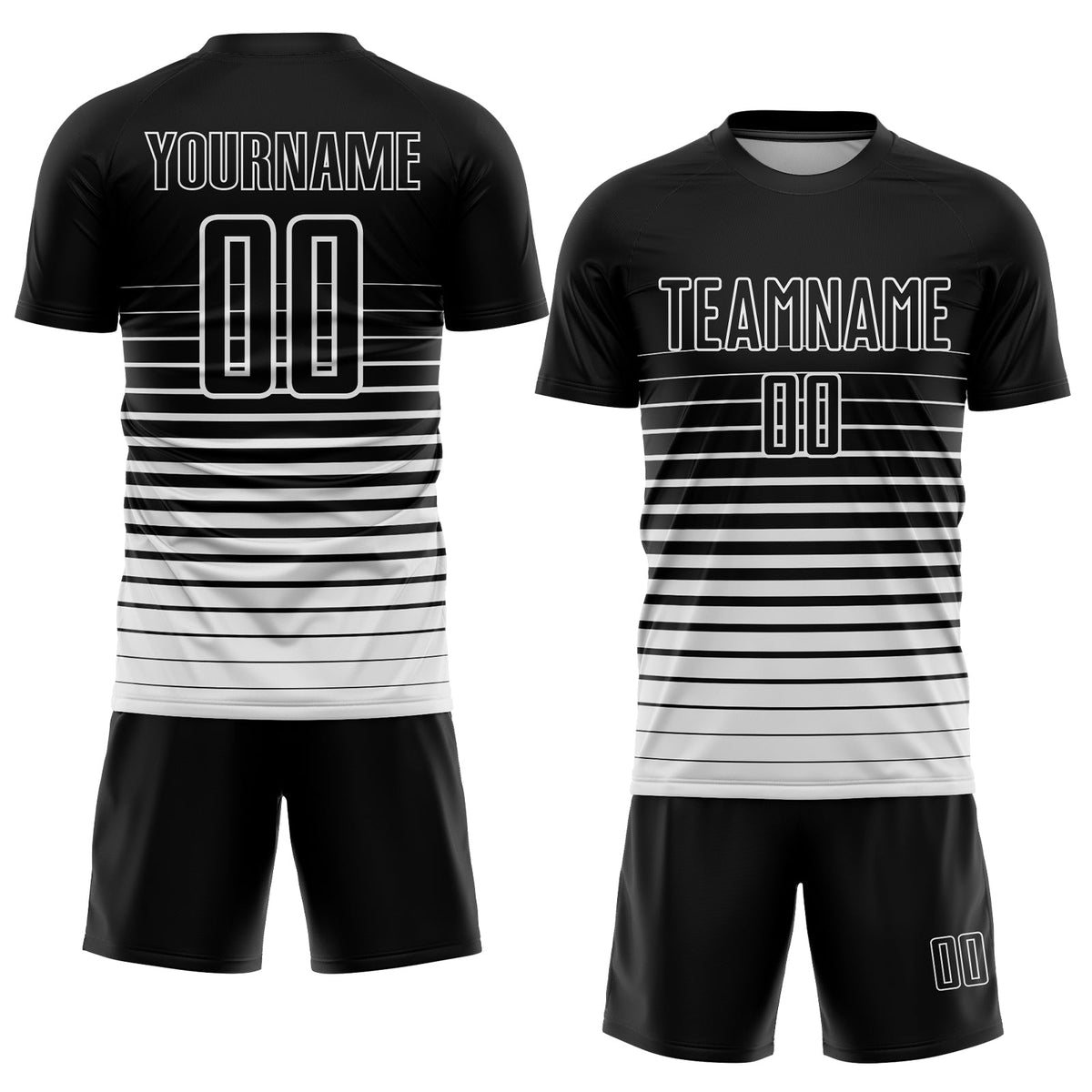 Custom Black White Pinstripe Fade Fashion Sublimation Soccer Uniform Jersey Limited
