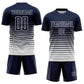 Custom Navy White Pinstripe Fade Fashion Sublimation Soccer Uniform Jersey Limited