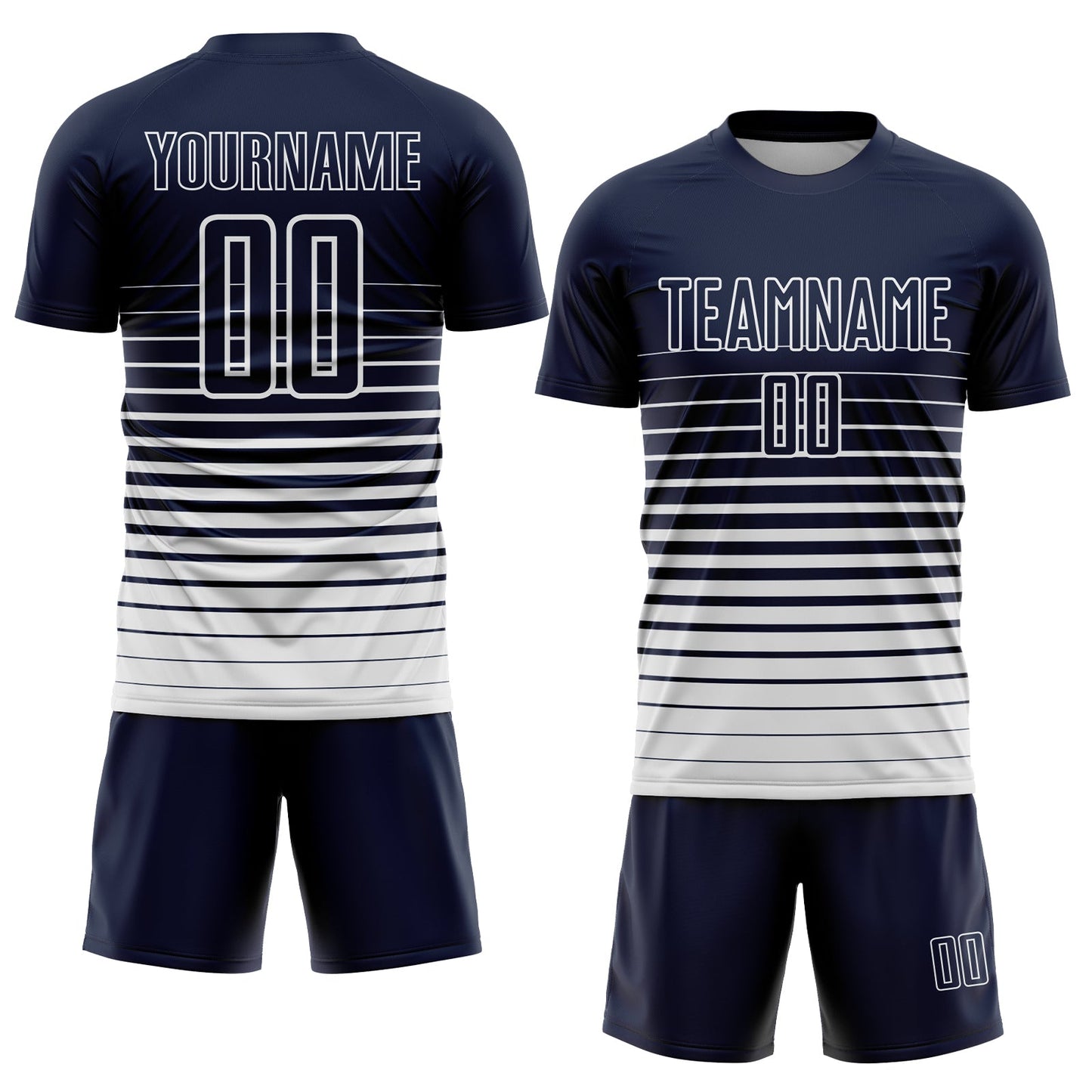Custom Navy White Pinstripe Fade Fashion Sublimation Soccer Uniform Jersey Limited