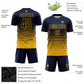 Custom Navy Gold Pinstripe Fade Fashion Sublimation Soccer Uniform Jersey Limited