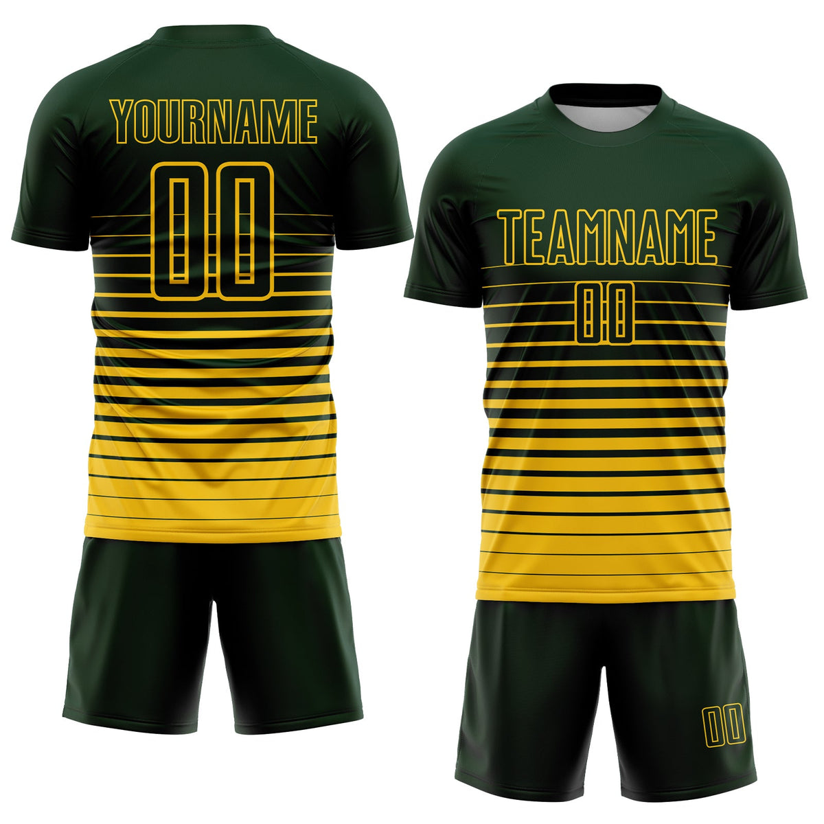 Custom Green Yellow Pinstripe Fade Fashion Sublimation Soccer Uniform Jersey Limited