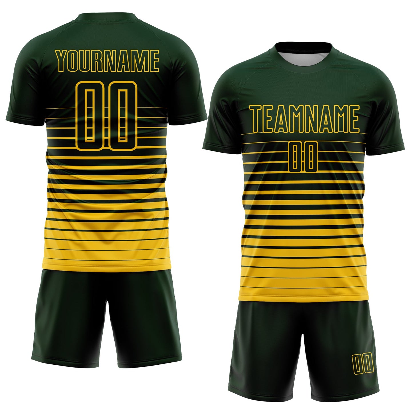 Custom Green Yellow Pinstripe Fade Fashion Sublimation Soccer Uniform Jersey Limited