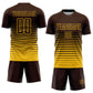 Custom Brown Yellow Pinstripe Fade Fashion Sublimation Soccer Uniform Jersey Limited