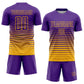 Custom Purple Gold Pinstripe Fade Fashion Sublimation Soccer Uniform Jersey Limited