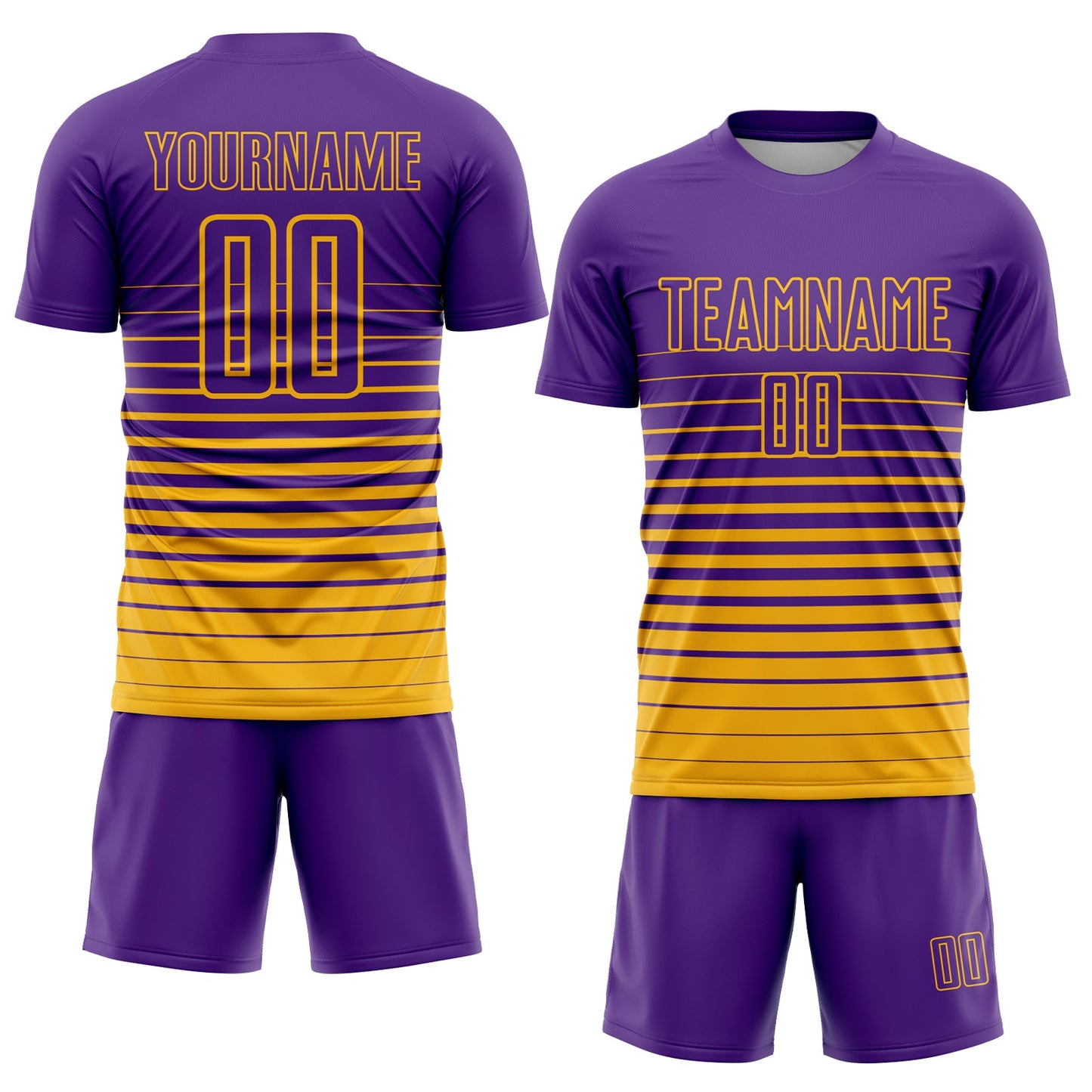 Custom Purple Gold Pinstripe Fade Fashion Sublimation Soccer Uniform Jersey Limited