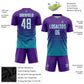 Custom Purple White-Teal Pinstripe Fade Fashion Sublimation Soccer Uniform Jersey Limited