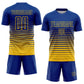 Custom Royal Yellow Pinstripe Fade Fashion Sublimation Soccer Uniform Jersey Limited