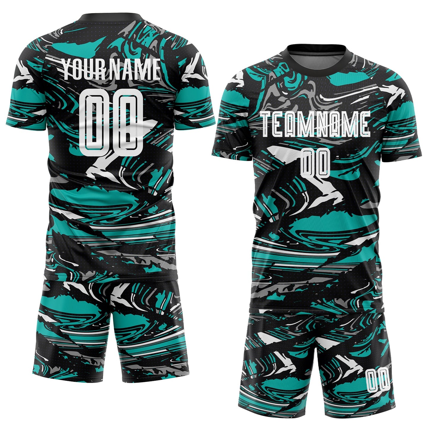 Custom Figure White-Aqua Sublimation Soccer Uniform Jersey Limited