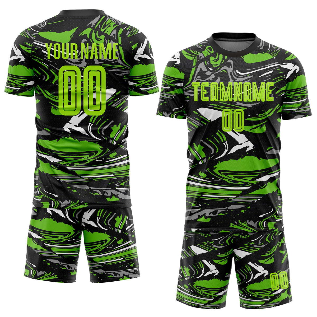Custom Figure Neon Green-Aurora Green Sublimation Soccer Uniform Jersey Limited