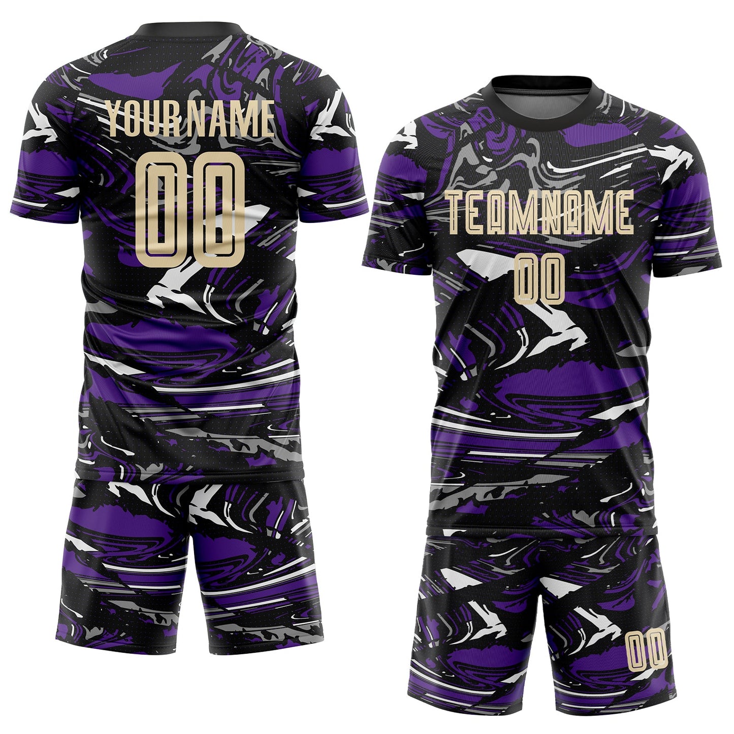 Custom Figure City Cream-Purple Sublimation Soccer Uniform Jersey Limited