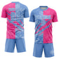 Custom Graffiti Pattern Light Blue-Pink Scratch Sublimation Soccer Uniform Jersey Limited