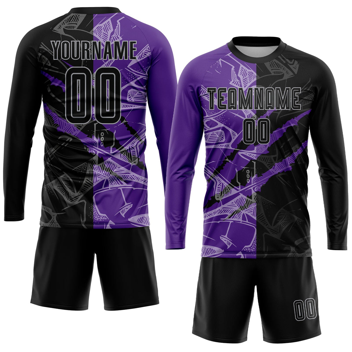 Custom Graffiti Pattern Black Purple-Gray Scratch Sublimation Soccer Uniform Jersey Limited