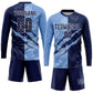 Custom Graffiti Pattern Navy-Light Blue Scratch Sublimation Soccer Uniform Jersey Limited