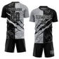 Custom Graffiti Pattern Black-Gray Scratch Sublimation Soccer Uniform Jersey Limited