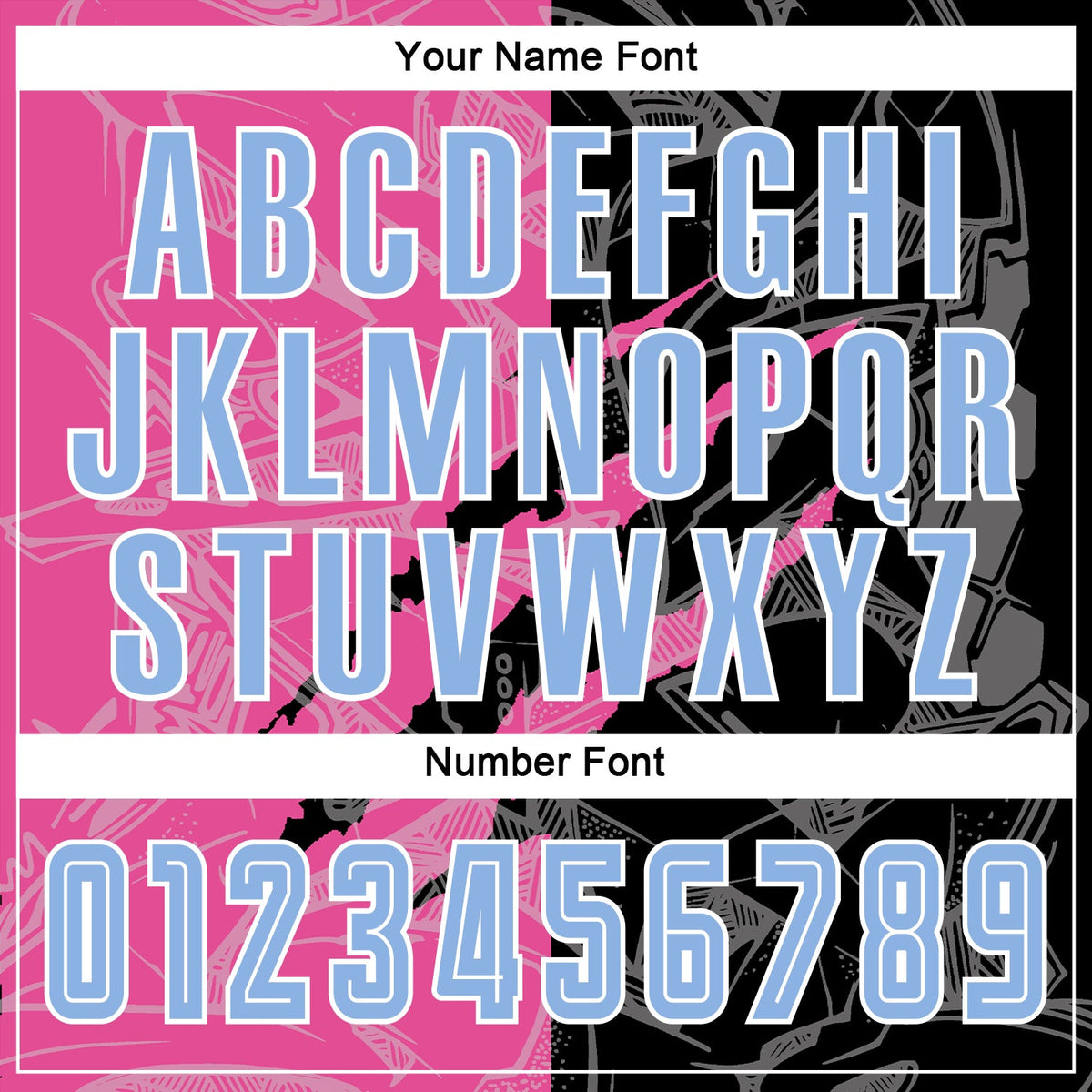 Custom Graffiti Pattern Light Blue Black-Pink Scratch Sublimation Soccer Uniform Jersey Limited