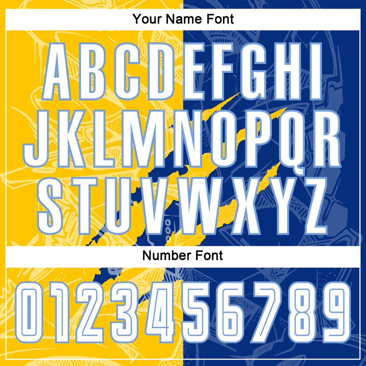 Custom Graffiti Pattern White Royal Yellow-Light Blue Scratch Sublimation Soccer Uniform Jersey Limited