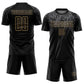 Custom Black Old Gold-Gray Sublimation Soccer Uniform Jersey Limited