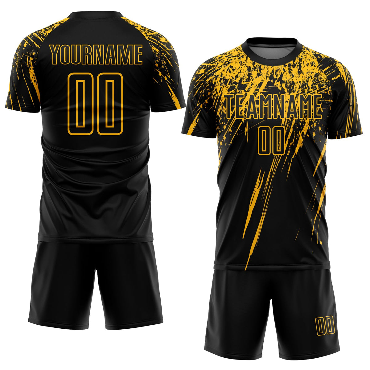 Custom Black Gold Sublimation Soccer Uniform Jersey Limited
