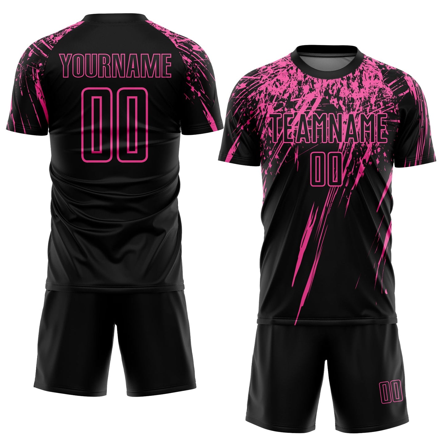 Custom Black Pink Sublimation Soccer Uniform Jersey Limited
