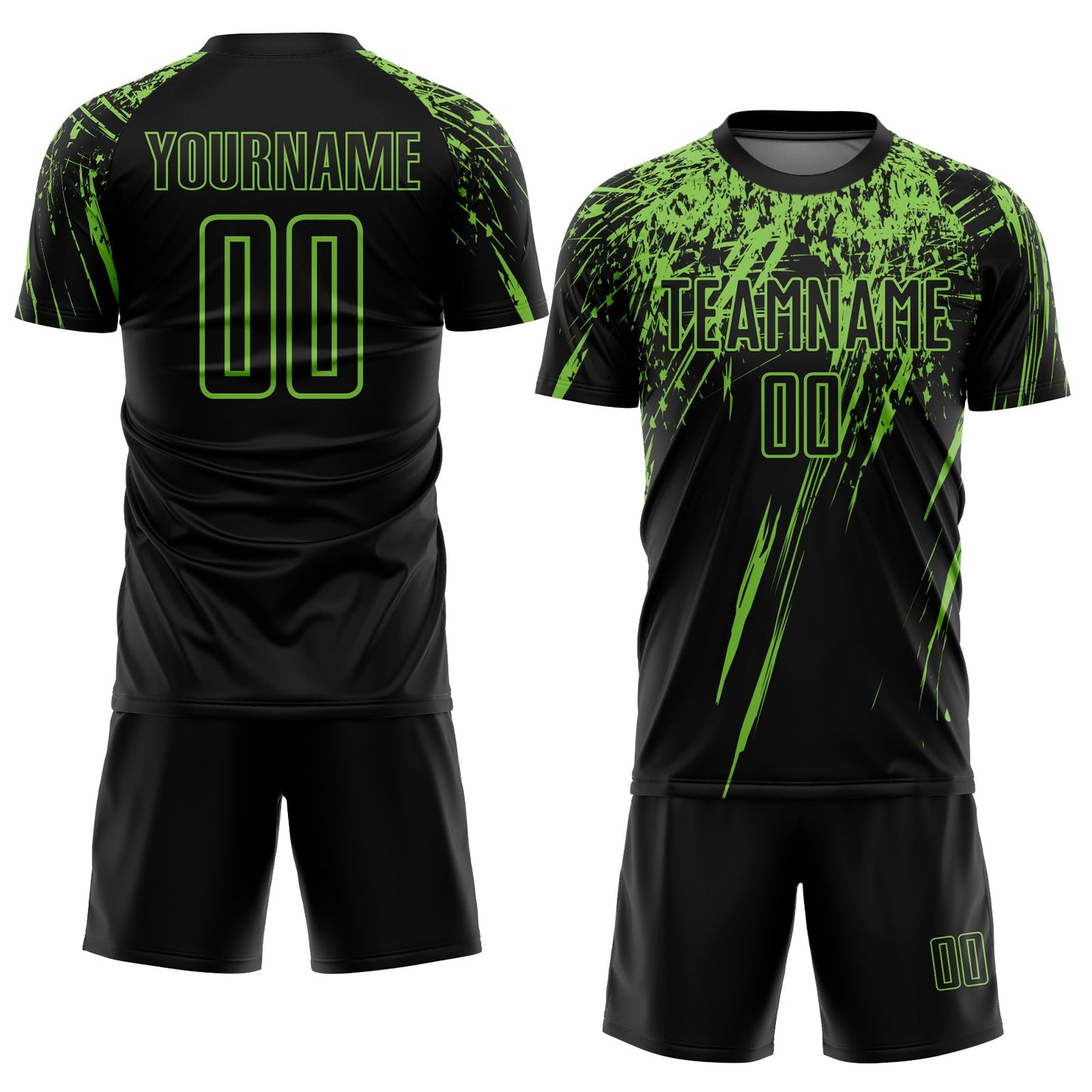 Custom Black Neon Green Sublimation Soccer Uniform Jersey Limited