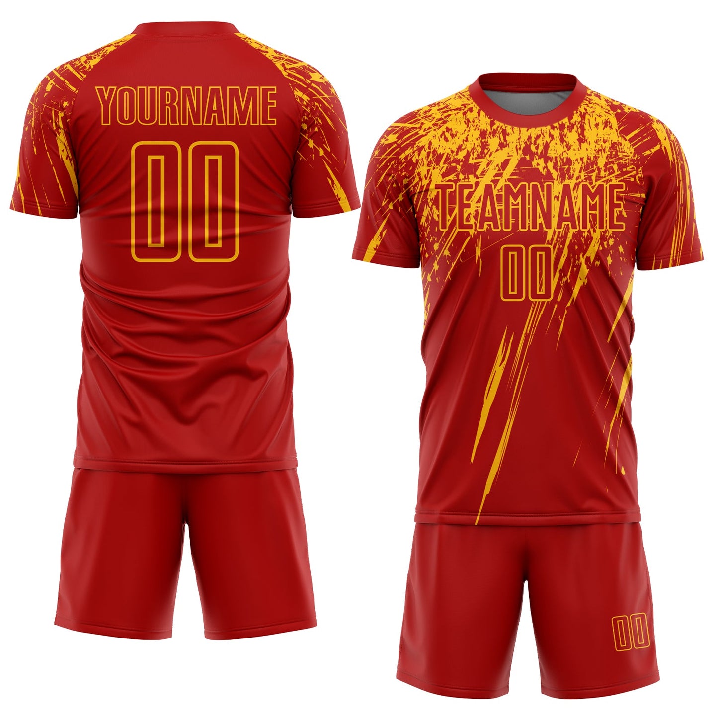 Custom Red Gold Sublimation Soccer Uniform Jersey Limited