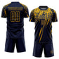 Custom Navy Yellow Sublimation Soccer Uniform Jersey Limited