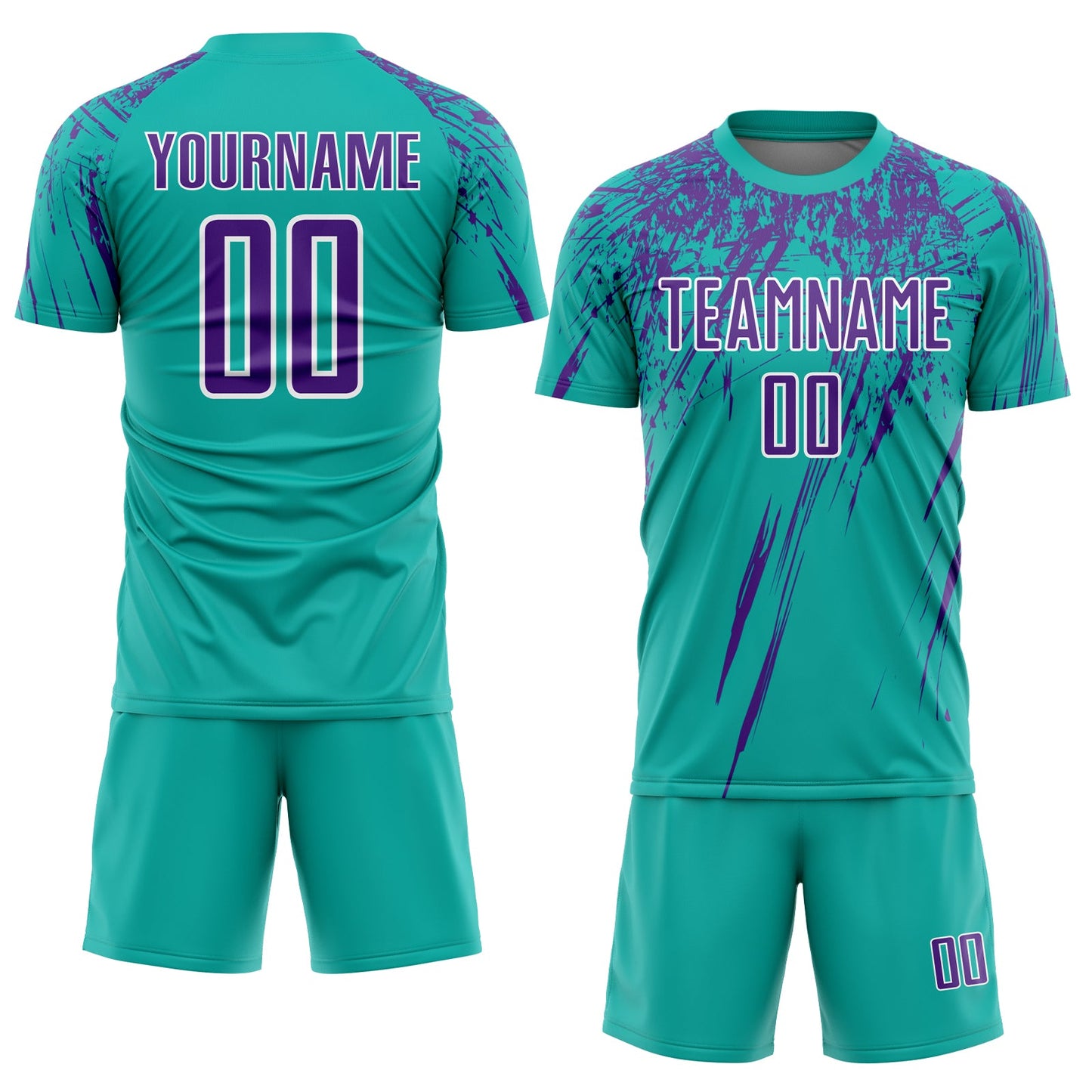 Custom Aqua Purple-White Sublimation Soccer Uniform Jersey Limited