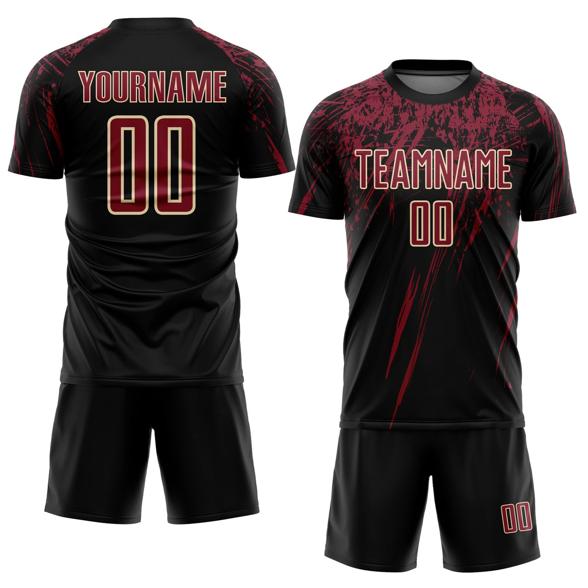 Custom Black Crimson-Cream Sublimation Soccer Uniform Jersey Limited